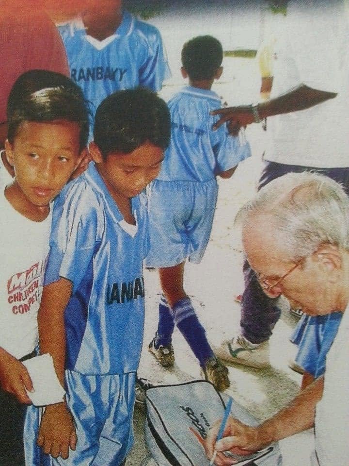 Young footballers training